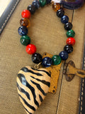 Moody Wild Zebra Heart Necklace by Jennifer Thames