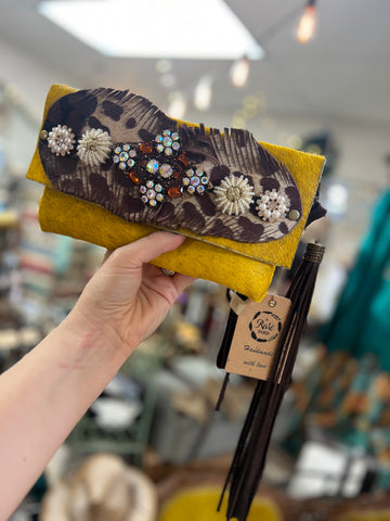 A Rare Bird Clutch Purse Mustard