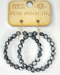 Pink Panache Hematite Bead Hoop Earrings