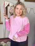 Pretty in Pink Sequin Sleeve Top