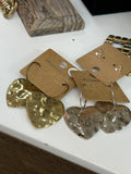 Hammered Heart Drop Hoop Earrings