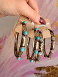 Boho Glow Hammered Hoops - AB or Turq