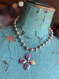 Silver Petal Pop Ball Chain Necklace