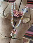 A Rare Bird: Round Top Ceramic Rose Necklace