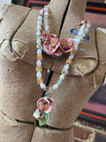 A Rare Bird: Round Top Ceramic Rose Necklace