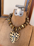 Leopard Heart Statement Necklace