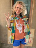 Peace Out Skeleton Graphic Tee - Yam/White