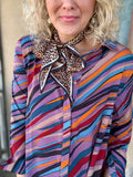 Wild Lavender Striped Shirt Dress