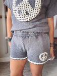 Charcoal Lace Peace Shorts