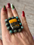 Bumblebee Jasper & Turquoise Ring