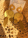 Asymmetrical Brushed Gold Drop Earrings