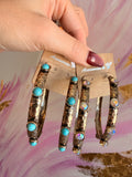 Boho Glow Hammered Hoops - AB or Turq