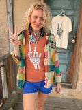 Peace Out Skeleton Graphic Tee - Yam/White