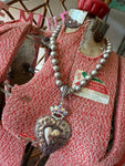 Heart AB Crystal Crown Necklace on Navajo Pearls