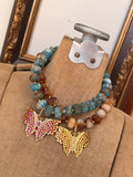 Chromatic Butterfly Acrylic Necklace - Teal or Brown