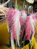 A Rare Bird Pink/Teal Feather Earrings