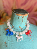 Wild Horse Bubble Necklace by Jennifer Thames Originals - White R/W/B