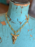 🤠✨ Golden Prairie Steer Necklace by Jennifer Thames Originals