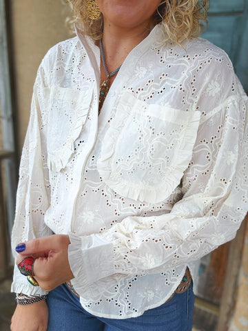 Meadow Mist Eyelet Blouse