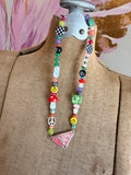 Funky Luxe Necklace by SBC - Dk Pink/Lime Dice
