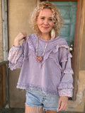 Powder Lavender Lace Ruffle Top