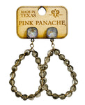 Pink Panache Grey Teardrop Earrings