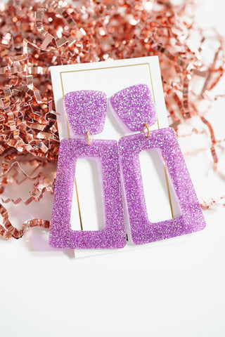 Linny & Co. Kennedy Purple Glitter Earring