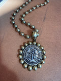 Gold Bee & Blessings Medallion Necklace