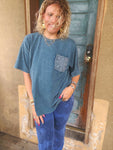 Teal Haven Crochet Pocket Top