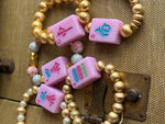 Pink Tile Mahjong Bracelet