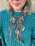 A Rare Bird Leather Butterfly Necklace - Turquoise/Brown