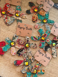 Teal Berry Bloom Kantha Earrings by Gypsy South