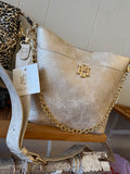 Caroline Hill Brielle Bucket Bag Shimmer Champagne