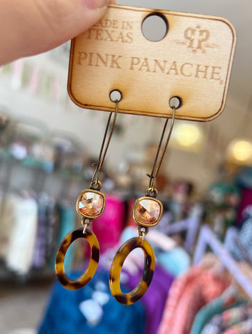 Pink Panache Shadow Crystal Tortoise Earrings