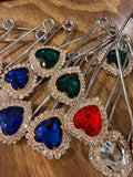 Big Sparkly Heart Safety Pin by Jaded Gypsy