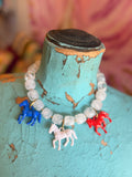 Wild Horse Bubble Necklace by Jennifer Thames Originals - White R/W/B
