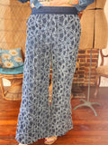 Hippie Daisy Chenille Flower Palazzo Pants