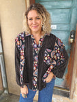 Black Boho Bloom Sweater Shacket