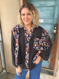 Black Boho Bloom Sweater Shacket