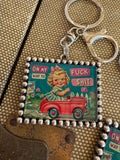 “Granny/Girlie on the Go Keychain” – Funny Retro Driver Keychain