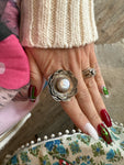 Tibetan Lotus Mother of Pearl Ring