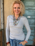Silver Lining Lace Ribbed Top