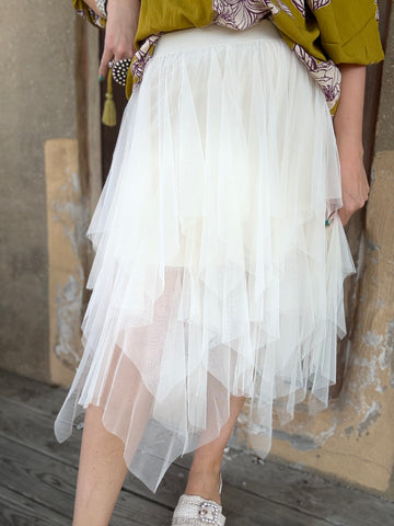 Beige Whispering Tulle Skirt