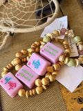 🀄️💖 Pink Lucky Tile Mahjong Bracelet  by Jennifer Thames Originals