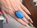 Electric Moon Labradorite Statement Ring
