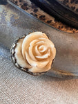 A Rare Bird White Rose Ring