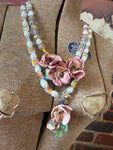 A Rare Bird: Round Top Ceramic Rose Necklace