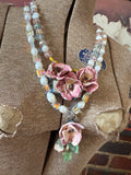 A Rare Bird: Round Top Ceramic Rose Necklace