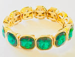 Pink Panache * Curvy Gold and Emerald rhinestone stretch bracelet