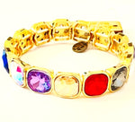 Pink Panache * Curvy Gold and Multi Color rhinestone stretch bracelet